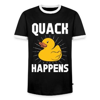 Quietscheenten Geschenk Gelbe Ente Quack Happens - Männer Kontrast-T-Shirt - Schwarz/Weiß - Vorne - AI Model Female 172 light (172cm) & AI Model Male 178 light (178cm)