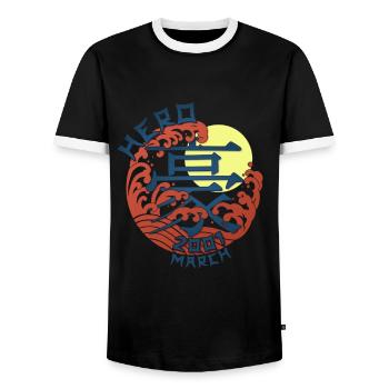 Héros du Japon depuis mars 2001 Cadeau d’anniversaire - T-shirt contrasté Homme - noir/blanc - Devant - AI Model Female 172 light (172cm) & AI Model Male 178 light (178cm)
