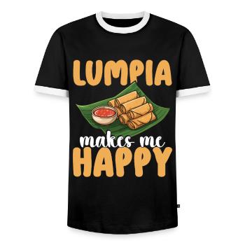 Spring Rolls Lumpia Makes Me Happy - Men's Ringer Shirt - black/white - Front - AI Model Female 172 light (172cm) & AI Model Male 178 light (178cm)