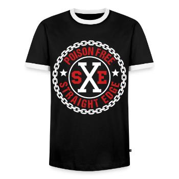 Straight Edge Vegan, gegen Drogen, Punk - Männer Kontrast-T-Shirt - Schwarz/Weiß - Vorne - AI Model Female 172 light (172cm) & AI Model Male 178 light (178cm)