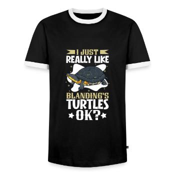 J’adore ma tortue d’étang - T-shirt contrasté Homme - noir/blanc - Devant - AI Model Female 172 light (172cm) & AI Model Male 178 light (178cm)