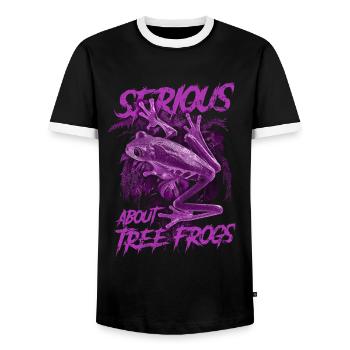 Sérieux au sujet des grenouilles arboricoles aux yeux rouges Gardien d’amphibiens - T-shirt contrasté Homme - noir/blanc - Devant - AI Model Female 172 light (172cm) & AI Model Male 178 light (178cm)