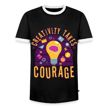 Creativity Takes Courage - Männer Kontrast-T-Shirt - Schwarz/Weiß - Vorne - AI Model Female 172 light (172cm) & AI Model Male 178 light (178cm)