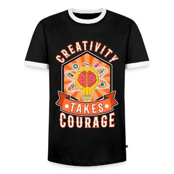 Creativity Takes Courage - Männer Kontrast-T-Shirt - Schwarz/Weiß - Vorne - AI Model Female 172 light (172cm) & AI Model Male 178 light (178cm)