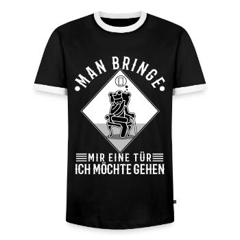 Man bringe mir eine Tür, ich möchte gehen - Männer Kontrast-T-Shirt - Schwarz/Weiß - Vorne - AI Model Female 172 light (172cm) & AI Model Male 178 light (178cm)