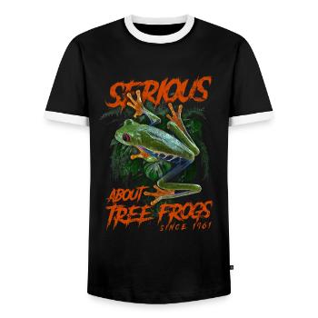 S’intéresse sérieusement aux rainettes aux yeux rouges depuis 1961 - T-shirt contrasté Homme - noir/blanc - Devant - AI Model Female 172 light (172cm) & AI Model Male 178 light (178cm)