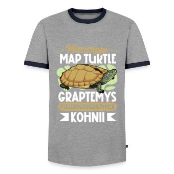 Mississippi Mute Turtle - Men's Ringer Shirt - grey/navy  - Front - AI Model Female 172 light (172cm) & AI Model Male 178 light (178cm)