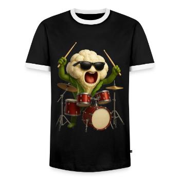 Blumenkohl Schlagzeug - Männer Kontrast-T-Shirt - Schwarz/Weiß - Vorne - AI Model Female 172 light (172cm) & AI Model Male 178 light (178cm)