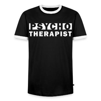 Psychotherapist – Mental Health Design - Men's Ringer Shirt - black/white - Front - AI Model Female 172 light (172cm) & AI Model Male 178 light (178cm)