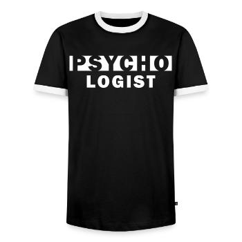 Psychologue – Une faute de frappe amusante - T-shirt contrasté Homme - noir/blanc - Devant - AI Model Female 172 light (172cm) & AI Model Male 178 light (178cm)