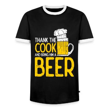 Remerciez le cuisinier et apportez-lui une bière - T-shirt contrasté Homme - noir/blanc - Devant - AI Model Female 172 light (172cm) & AI Model Male 178 light (178cm)