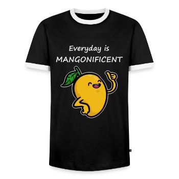 Mango - Männer Kontrast-T-Shirt - Schwarz/Weiß - Vorne - AI Model Female 172 light (172cm) & AI Model Male 178 light (178cm)