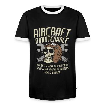 AIRCRAFT MAINTENANCE: Cuss out invisible engineers - Men's Ringer Shirt - black/white - Front - AI Model Female 172 light (172cm) & AI Model Male 178 light (178cm)