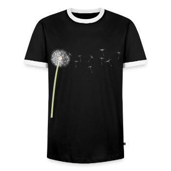 Dandelion dandelion motif seeds flies - Men's Ringer Shirt - black/white - Front - AI Model Female 172 light (172cm) & AI Model Male 178 light (178cm)