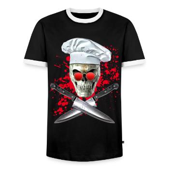 cuisinier crâne éclaboussure - T-shirt contrasté Homme - noir/blanc - Devant - AI Model Female 172 light (172cm) & AI Model Male 178 light (178cm)