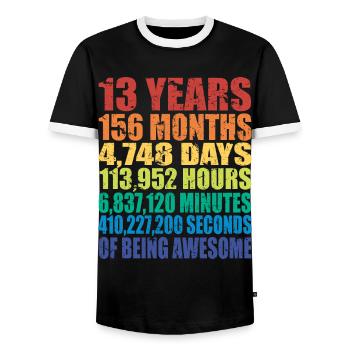 Cadeau du 13e anniversaire, Garçons Filles Adolescents, 13 ans - T-shirt contrasté Homme - noir/blanc - Devant - AI Model Female 172 light (172cm) & AI Model Male 178 light (178cm)