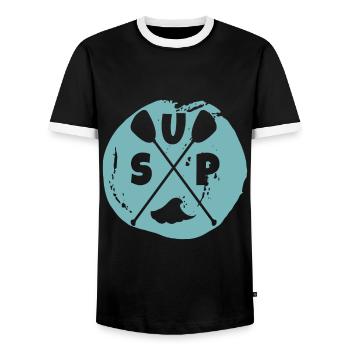 Sup Paddleboarding Stand Up Paddling Paddleboard - T-shirt contrasté Homme - noir/blanc - Devant - AI Model Female 172 light (172cm) & AI Model Male 178 light (178cm)