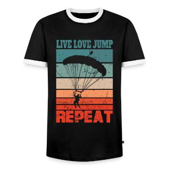 Parachutiste parachute parachute - T-shirt contrasté Homme - noir/blanc - Devant - AI Model Female 172 light (172cm) & AI Model Male 178 light (178cm)
