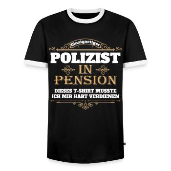 Polizist Geschenk Polizei in Pension Pensionierung - Männer Kontrast-T-Shirt - Schwarz/Weiß - Vorne - AI Model Female 172 light (172cm) & AI Model Male 178 light (178cm)
