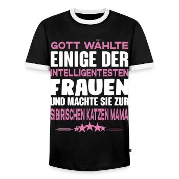 Sibirische Katze - Männer Kontrast-T-Shirt - Schwarz/Weiß - Vorne - AI Model Female 172 light (172cm) & AI Model Male 178 light (178cm)