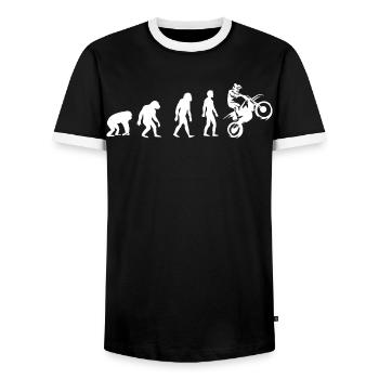 Évolution vers le moto rider - T-shirt contrasté Homme - noir/blanc - Devant - AI Model Female 172 light (172cm) & AI Model Male 178 light (178cm)