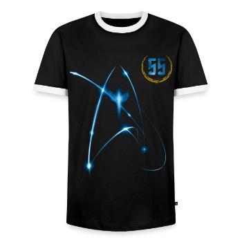 Star Trek Discovery 55 Jahre Jubiläum - Männer Kontrast-T-Shirt - Schwarz/Weiß - Vorne - AI Model Female 172 light (172cm) & AI Model Male 178 light (178cm)