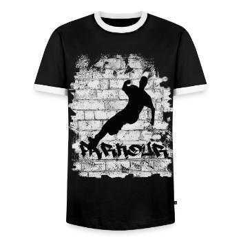 Parkour - Männer Kontrast-T-Shirt - Schwarz/Weiß - Vorne - AI Model Female 172 light (172cm) & AI Model Male 178 light (178cm)