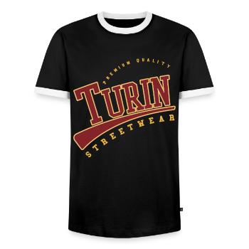 Turin Torino Italy College High School Style - Men's Ringer Shirt - black/white - Front - AI Model Female 172 light (172cm) & AI Model Male 178 light (178cm)
