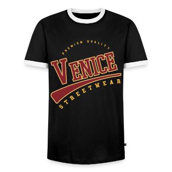 Venedig Venice Italien College High School Style - Männer Kontrast-T-Shirt - Schwarz/Weiß - Vorne - AI Model Female 172 light (172cm) & AI Model Male 178 light (178cm)