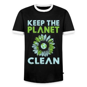 Umwelt Nachhaltigkeit Klima Wandel Spruch Schutz - Männer Kontrast-T-Shirt - Schwarz/Weiß - Vorne - AI Model Female 172 light (172cm) & AI Model Male 178 light (178cm)
