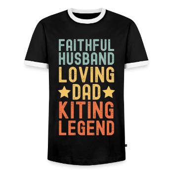 Husband Father Kitesurf Legend Retro Vintage - Men's Ringer Shirt - black/white - Front - AI Model Female 172 light (172cm) & AI Model Male 178 light (178cm)