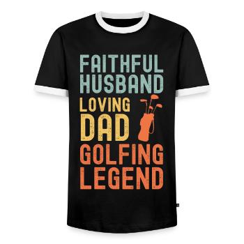 Husband Father Golf Legend Retro Vintage - Men's Ringer Shirt - black/white - Front - AI Model Female 172 light (172cm) & AI Model Male 178 light (178cm)