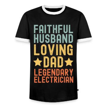 Mari Père Électricien Légende Rétro Vintage - T-shirt contrasté Homme - noir/blanc - Devant - AI Model Female 172 light (172cm) & AI Model Male 178 light (178cm)