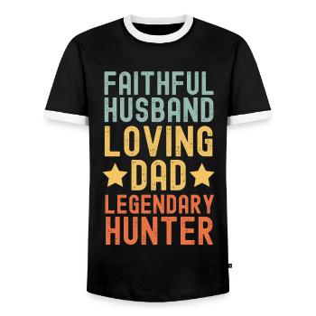 Mari Père Chasseur légendaire rétro vintage - T-shirt contrasté Homme - noir/blanc - Devant - AI Model Female 172 light (172cm) & AI Model Male 178 light (178cm)