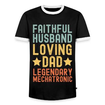 Mari Père Ingénieur mécatronique légendaire - T-shirt contrasté Homme - noir/blanc - Devant - AI Model Female 172 light (172cm) & AI Model Male 178 light (178cm)