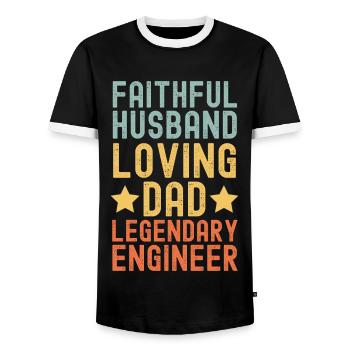 Husband Father Legendary Engineer - Men's Ringer Shirt - black/white - Front - AI Model Female 172 light (172cm) & AI Model Male 178 light (178cm)