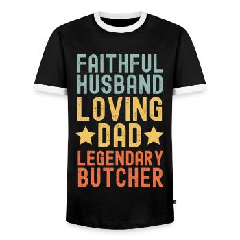 Mari Père Boucher légendaire rétro vintage - T-shirt contrasté Homme - noir/blanc - Devant - AI Model Female 172 light (172cm) & AI Model Male 178 light (178cm)
