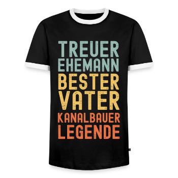 Ehemann Vater Kanalbauer Legende Retro Vintage - Männer Kontrast-T-Shirt - Schwarz/Weiß - Vorne - AI Model Female 172 light (172cm) & AI Model Male 178 light (178cm)