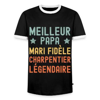 Mari Père Légendaire Charpentier Rétro Vintage - T-shirt contrasté Homme - noir/blanc - Devant - AI Model Female 172 light (172cm) & AI Model Male 178 light (178cm)