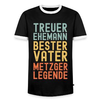 Ehemann Vater Legendärer Metzger retro vintage - Männer Kontrast-T-Shirt - Schwarz/Weiß - Vorne - AI Model Female 172 light (172cm) & AI Model Male 178 light (178cm)