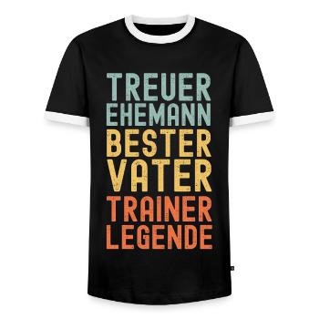 Ehemann Vater Legendärer Trainer retro vintage - Männer Kontrast-T-Shirt - Schwarz/Weiß - Vorne - AI Model Female 172 light (172cm) & AI Model Male 178 light (178cm)