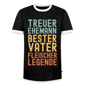 Ehemann Vater Legendärer Fleischer retro vintage - Männer Kontrast-T-Shirt - Schwarz/Weiß - Vorne - AI Model Female 172 light (172cm) & AI Model Male 178 light (178cm)