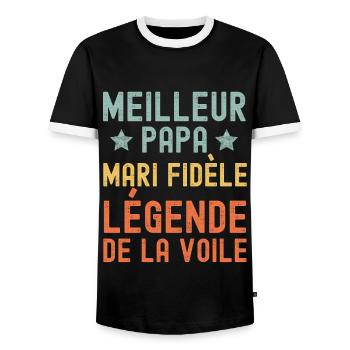 Mari père voile légende rétro vintage - T-shirt contrasté Homme - noir/blanc - Devant - AI Model Female 172 light (172cm) & AI Model Male 178 light (178cm)
