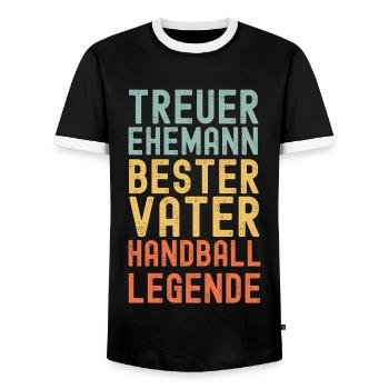 Ehemann Vater Handball Legende Retro Vintage - Männer Kontrast-T-Shirt - Schwarz/Weiß - Vorne - AI Model Female 172 light (172cm) & AI Model Male 178 light (178cm)