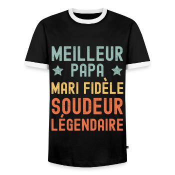 Mari Père Soudeur Légendaire rétro vintage - T-shirt contrasté Homme - noir/blanc - Devant - AI Model Female 172 light (172cm) & AI Model Male 178 light (178cm)