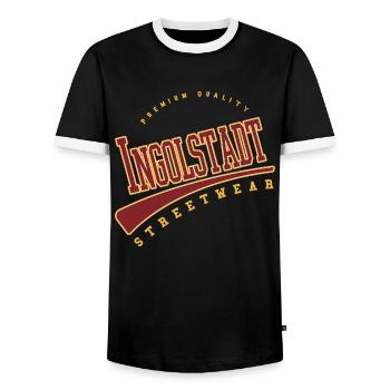 Ingolstadt Germany College High School Style - Men's Ringer Shirt - black/white - Front - AI Model Female 172 light (172cm) & AI Model Male 178 light (178cm)