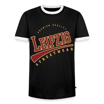 Leipzig Germany College High School Style - Men's Ringer Shirt - black/white - Front - AI Model Female 172 light (172cm) & AI Model Male 178 light (178cm)