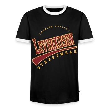 Leverkusen Germany College High School Style - Men's Ringer Shirt - black/white - Front - AI Model Female 172 light (172cm) & AI Model Male 178 light (178cm)