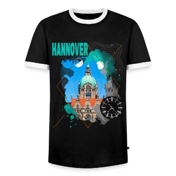 Hanovre Allemagne City Skyline Vintage Rétro - T-shirt contrasté Homme - noir/blanc - Devant - AI Model Female 172 light (172cm) & AI Model Male 178 light (178cm)