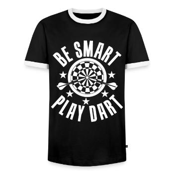 Dart Darter Darts Player Darts Gift Slogan Idea - Men's Ringer Shirt - black/white - Front - AI Model Female 172 light (172cm) & AI Model Male 178 light (178cm)